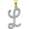 Image 1 : 0.17 CTW Natural Diamond Cursive Letter L Pendant 10K Yellow Gold