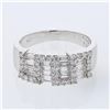 Image 1 : Baguette & Round Diamond Ring in 18K White Gold - REF-154W9H