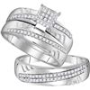 Image 1 : 0.5 CTW His & Hers Natural Diamond Cluster Matching Bridal Ring 10K White Gold