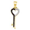 1 CTW Black Colored Diamond Key Love Pendant 10K Yellow Gold