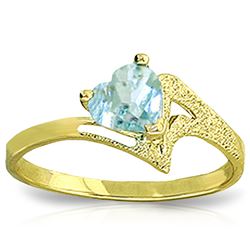 Genuine 0.95 ctw Aquamarine Ring Jewelry 14KT Yellow Gold - REF-39H3X