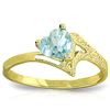Genuine 0.95 ctw Aquamarine Ring Jewelry 14KT Yellow Gold - REF-39H3X