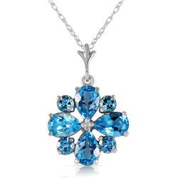 Genuine 2.43 ctw Blue Topaz Necklace Jewelry 14KT White Gold - REF-29R7P