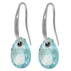 Genuine 8 ctw Blue Topaz Earrings Jewelry 14KT White Gold - REF-36K8V