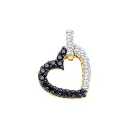 0.26 CTW Black Colored Diamond Heart Love Pendant 14K Yellow Gold
