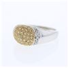 Image 1 : Pave-set Diamond Ring w/ Yellow Sapphire in 14K Two-tone Gold - REF-68H4W