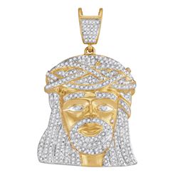 1.25 CTW Mens Natural Diamond Jesus Christ Messiah Charm Pendant 10K Yellow Gold