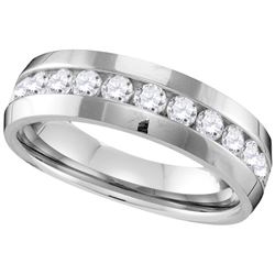 1 CTW Mens Natural Diamond Anniversary Band 10K White Gold