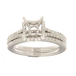 14K White Gold 0.86CTW Diamond Wedding Ring Set - REF-122W9H