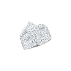 1.02 CTW Natural Diamond Oval-shape Cluster Ring 10K White Gold