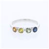 Image 1 : Round Bezel-Set Fancy Sapphires Ring in 14K White Gold - REF-36W8H