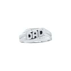 0.01 CTW Mens Natural Diamond Dad Father Ring 10K White Gold