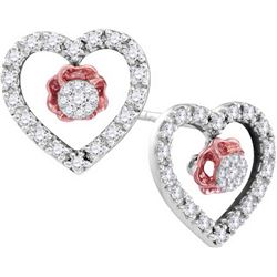 0.33 CTW Natural Diamond Heart Love Valentines Earrings 10K White Gold