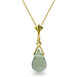 Genuine 2.5 ctw Green Amethyst Necklace Jewelry 14KT Yellow Gold - REF-18V2W