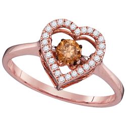 0.38 CTW Cognac-brown Colored Diamond Moving Twinkle Solitaire Ring 10K Rose Gold