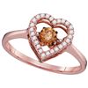 Image 1 : 0.38 CTW Cognac-brown Colored Diamond Moving Twinkle Solitaire Ring 10K Rose Gold