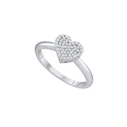 0.15 CTW Natural Diamond Heart Love Ring 10K White Gold