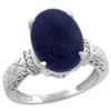 Image 1 : Natural 5.53 ctw Lapis & Diamond Engagement Ring 10K White Gold - REF-38M9H
