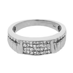 14K White Gold 0.53CTW Diamond Gents Ring - REF-75K3R