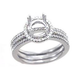 14K White Gold 0.51CTW Diamond Wedding Ring Set - REF-92K9R