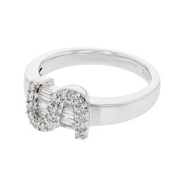 18K WhiteGold 0.38CTW Baguette Fashion Ring - REF-86W6H