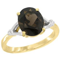 Natural 2.41 ctw Smoky-topaz & Diamond Engagement Ring 10K Yellow Gold - REF-24K6R