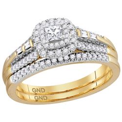 0.51 CTW Princess Natural Diamond Bridal Engagement Ring 14K Yellow Gold