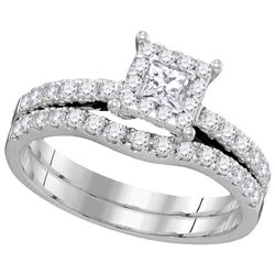 0.88 CTW Natural Princess Diamond Bridal Engagement Ring 14K White Gold