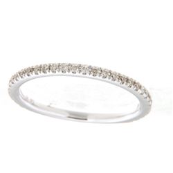 14K White Gold 0.16CTW Diamond Band Ring - REF-33Y3X