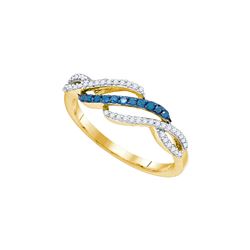 0.25 CTW Blue Colored Diamond Woven Band 10K Yellow Gold