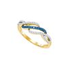 Image 1 : 0.25 CTW Blue Colored Diamond Woven Band 10K Yellow Gold