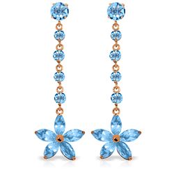 Genuine 4.8 ctw Blue Topaz Earrings Jewelry 14KT Rose Gold - REF-56Z8N