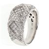 Image 1 : Round-cut Criss-cross style Wide Diamond Ring in 14K White Gold - REF-173H2W