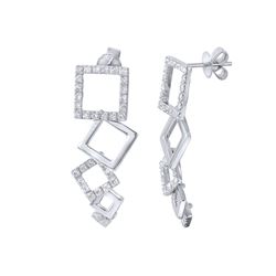 14K White Gold 0.8CTW Diamond Earring - REF-104K6R