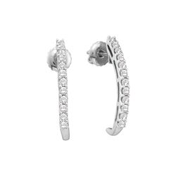 0.5 CTW Pave-set Natural Diamond Half-hoop Screwback Stud Earrings 14K White Gold