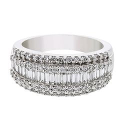 18K WhiteGold 1.25CTW Baguette Fashion Ring - REF-229N5A