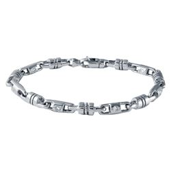 Genuine 1.08 TCW 14K White Gold Gents Bracelet - REF-383W4H