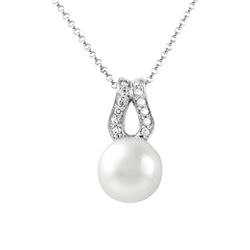 18K Gold 8.73 CTW Pearl & Diamond Slider w/ Chain - REF-54X2Y