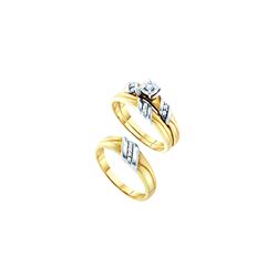 0.16 CTW His & Hers Natural Diamond Solitaire Matching Bridal Ring 14K Multi-Tone Gold