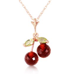 Genuine 1.45 ctw Garnet & Peridot Necklace Jewelry 14KT Rose Gold - REF-17F3Z