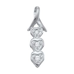 0.05 CTW Natural Diamond Trinity Heart Love Pendant 10K White Gold