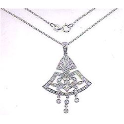 18K White Gold 0.65CTW Diamond Necklace - REF-114R5K