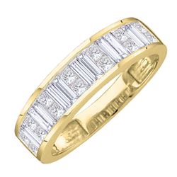 1 CTW Baguette & Princess Natural Diamond Anniversary Band 14K Yellow Gold