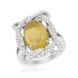 14KWhite Gold 6.02 CTW Quartz & Diamond Ring - REF-104Y8X