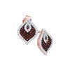 Image 1 : 0.4 CTW Red Colored Diamond Stud Cluster Spade Earrings 10K Rose Gold