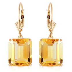 Genuine 13 ctw Citrine Earrings Jewelry 14KT Yellow Gold - REF-54X2M