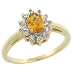 Natural 0.67 ctw Whisky-quartz & Diamond Engagement Ring 10K Yellow Gold - REF-38W6K