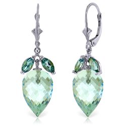 Genuine 23.5 ctw Blue Topaz Earrings Jewelry 14KT White Gold - REF-67M9T
