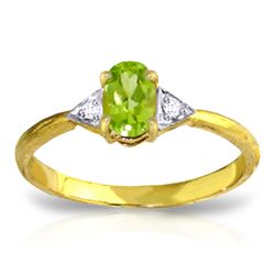 Genuine 0.46 ctw Peridot & Diamond Ring Jewelry 14KT Yellow Gold - REF-22R5P