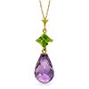 Image 1 : Genuine 5.5 ctw Amethyst & Peridot Necklace Jewelry 14KT Yellow Gold - REF-22W2Y